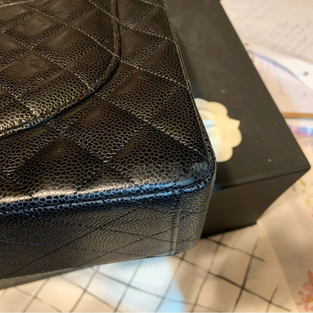 Classic Caviar‎ black Chanel jumbo double flap bag - Picture 12 of 16